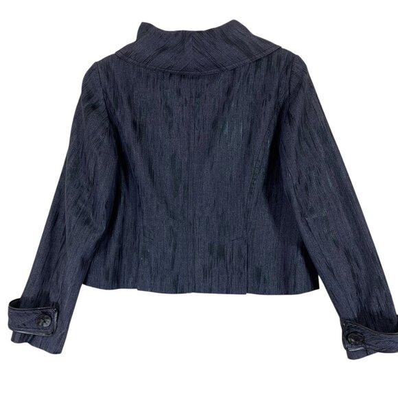 Retro style denim jacket 50"s style funnel collar col navy size 40(10) - Picture 3 of 11